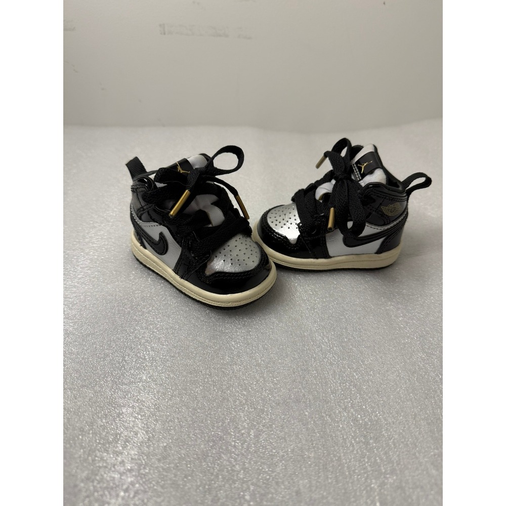 Jordan 1 Retro High OG Metallic Gold Black Silver Baby Toddler Shoes 2C Nike